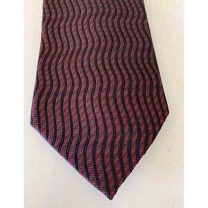 VTG J.Z. Richards Tie Mens One Size Red Black Silk Geometric Wave Handcrafted